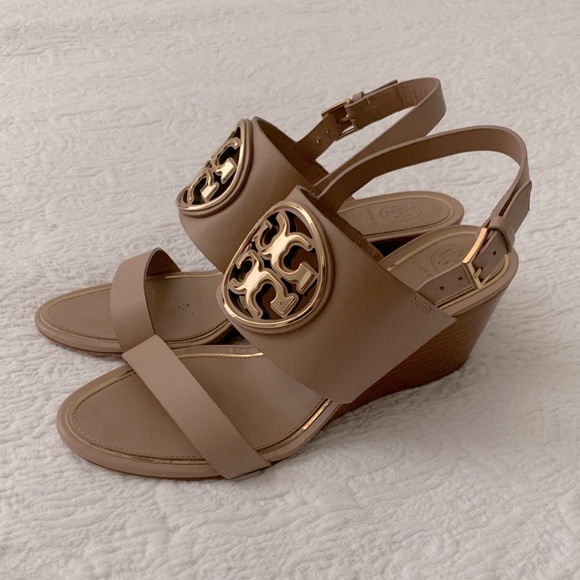 Tory Burch Miller Wedge Nude Sandals - Picture 4 of 7